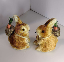 2 Easter Cute Bunny Rabbit Decoration New Idea Natural Sisal Fiber Straw Spring - £12.55 GBP