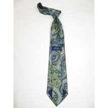 Men's 100% Silk Necktie By Bruno Piattelli Paisley Floral Fancy BP4 Green Blue image 3