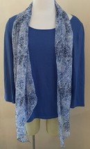 Lauren Ralph Lauren Women Top XL Blue Silk Blend Shirt 3/4 Sleeve with S... - $23.64