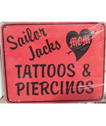 Sailor Jacks Tattoos &amp; Piercings 8”x10” Metal Street Sign  - £10.15 GBP