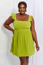 Culture Code Sunny Days Full Size Empire Line Ruffle Sleeve Dress in Lime - £22.24 GBP