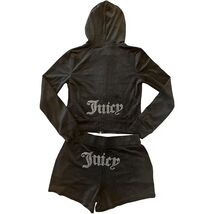 New Juicy Couture Velour Liquorice Tracksuit Jacket and Shorts Set Size L - $88.00