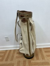 Vintage Golf Bag beige canvas 3 WAY DIVIDER sports decor Vanguard cart c... - $39.99
