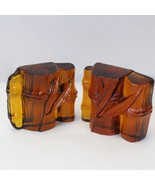 Blenko Amber Glass Bamboo Shaft Bookend Vintage MCM Midcentury 4.8&quot; H x ... - $269.50