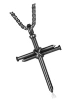 Nail Cross Necklace for Men Stainless Steel Chain - £34.54 GBP