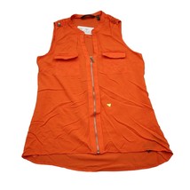 Kardashian Kollection Shirt Womens S Orange Plain Sleeveless Full Zip Bl... - £15.20 GBP