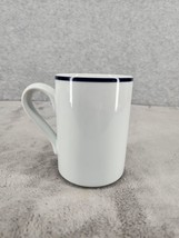 Dansk Mug Christianshavn Bistro Coffee Cup White Blue Rim Stripe 4” Teac... - $13.58