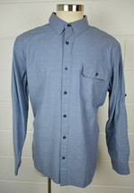 New Mens Woolrich Eco Rich Blue Midway Button Front Shirt Convertible Sl... - $19.01