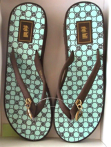 NEW Sandals Aqua Turquoise Wedge Shoes Flip Flops GIGI HILL Small  (6/7) - $1.97