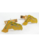 Vintage Mid-Century Florida State Enamel Gold Tone Cufflinks - £15.79 GBP