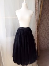 Black Maxi Tulle Skirt Women Plus Size Elastic Waist Long Tulle Skirt image 3