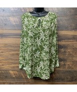 CURE Blouse Women&#39;s Size 3XL Green White Floral Sleeveless Keyhole Neck ... - $319.67 MXN