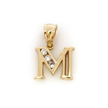 1.22 Ct Cubic Zirconia &quot;M&quot; Letter Engagement Pendant 14K Yellow Gold Plated - £88.87 GBP