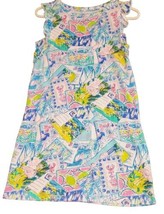 Lilly Pulitzer Multicolor Wish you Were Here Laina Post Card Print Dress... - $87.95