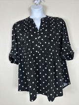 NWT Cocomo Womens Plus Size 3X Black Dot Pocket V-neck Top Elbow Sleeve ... - $28.80