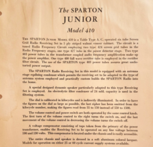 1931 Sparton Junior Radio Model 410 Info Advertisement Catalog Page F20B - $371.81 MXN