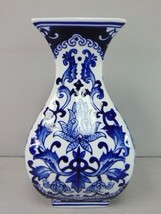 Decorative Chinese Porcelain Lotus Floral Cobalt Vase E196 - £42.57 GBP