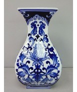 Decorative Chinese Porcelain Lotus Floral Cobalt Vase E196 - $1,028.89 MXN