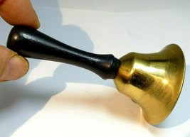 1.5&quot; Solid Brass metal School Diner Bell with wooden handle missing clapper - $16.60