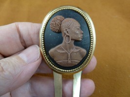 CAH20-4) RARE African American LADY black + brown CAMEO Hairpin hair pin comb - £28.66 GBP