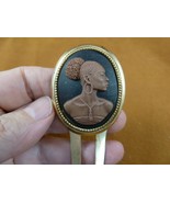 CAH20-4) RARE African American LADY black + brown CAMEO Hairpin hair pin... - $695.26 MXN