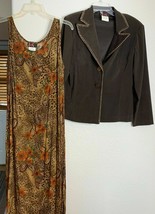 R &amp; K Originals Womens Sz 2 P 2 Pc Dress Blazer MultiColor Brown Animal Print - £11.70 GBP