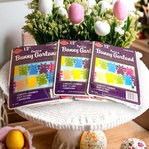 Set 3 Vtg Bristle Creations 12ft Petite Multi-Color Easter Bunny Garland - $14.73
