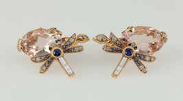 Dior 18k or Rose Gourmande Pastel Dragonfly Boucles W / Boite Et Papiers - £6,883.08 GBP