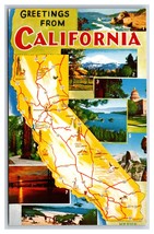 Map View Multiview Greetings From California CA UNP Unused Chrome Postcard V10 - £1.96 GBP