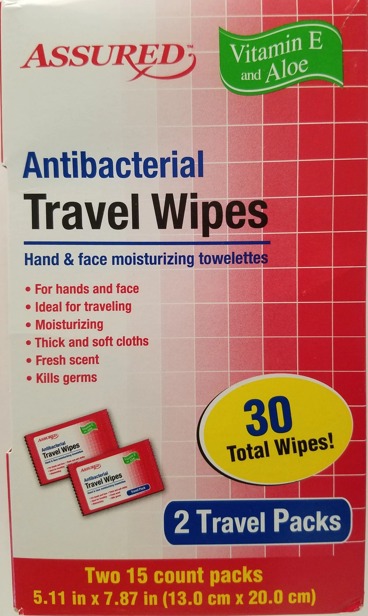 Antibacterial Travel Hand Wipes Packets - 15pc - 2 pk - £7.06 GBP