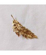 Vintage Gold Tone Long Leaf Brooch Pin 3&quot; Long - £12.61 GBP