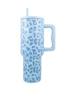 Light Blue Leopard 38 Oz Stainless Steel Tumbler Cup with Handle - £27.96 GBP
