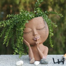 Hunthawk Face Planters Pots Unique Face Flower Pot For Indoor, Brown/Green - £35.95 GBP