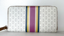 New Fossil Jori zip clutch wristlet RFID wallet Pink Stripe with Dust bag - $57.94 CAD