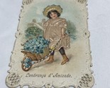 Antique Die-cut Postcard Girl Wheelbarrow With Flowers KG jD - $14.84