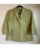Eileen Fisher Blazer Top Green 3/4 Sleeve Buttons Pockets Organic Cotton... - $644.86 MXN
