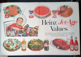 Vintage 1958 Heinz Ketchup Mustard &amp; Relish Two Page Original Color Ad - £5.22 GBP