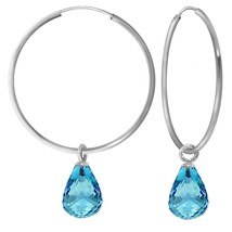 4.50 Carat 14K White Gold Hoop Natural Blue Pear-Shaped Topaz Earrings Gemstone - £277.74 GBP