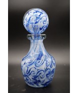 Vintage Blue White Swirl Hand Blown Art Glass Perfume Bottle And Stopper... - $67.90 CAD