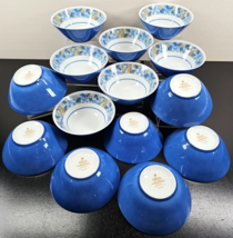 14 Mikasa Ultramarine Blue Mode Fruit Dessert Bowls Set Vintage Floral Japan Lot - £211.18 GBP