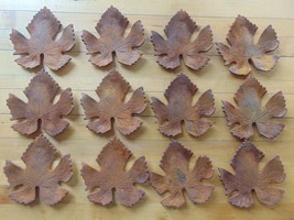 Rusty cast steel leaves heavy 1/8&quot; thick yard art - $31.68