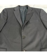 Burberry Blazer Mens 42 LNG BLack Blue beaded stripe wool jacket sport coat - $27.73