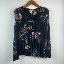 American Rag Juniors Small Black Floral Lace Trimmed Blouse Top Defect AC10 - £11.55 GBP