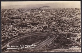 San Francisco, CA RPPC 1930s - City BEV &amp; Twin Peaks Road Loop Photo Postcard - £10.07 GBP