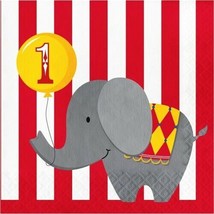 Circus Time 1st Birthday 3-Ply Lunch Napkins 16 Pack Birthday Party Decoration - £8.92 GBP