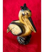 Vintage Small Resin Brown Pelican Figure Sitting on a Log 4.25&quot; Tall - $219.69 MXN