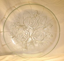 Deep Round Clear Rose Platter Textured Panel Sides - £23.67 GBP