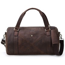 CONTACT&#39;S Crazy Horse Genuine Leather Travel Bag Men Large Capacity Male Shoulde - £174.26 GBP