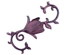 Rose Blossom S Style Plant Hook Cast Iron Flower Basket Hanger Decor 11.25&quot; Long - £9.30 GBP