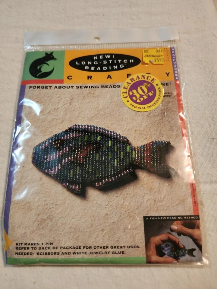 Crafty Long Stitch Beading Kit  Makes One Fish Pin.  Designed by Mary B ... - $18.99